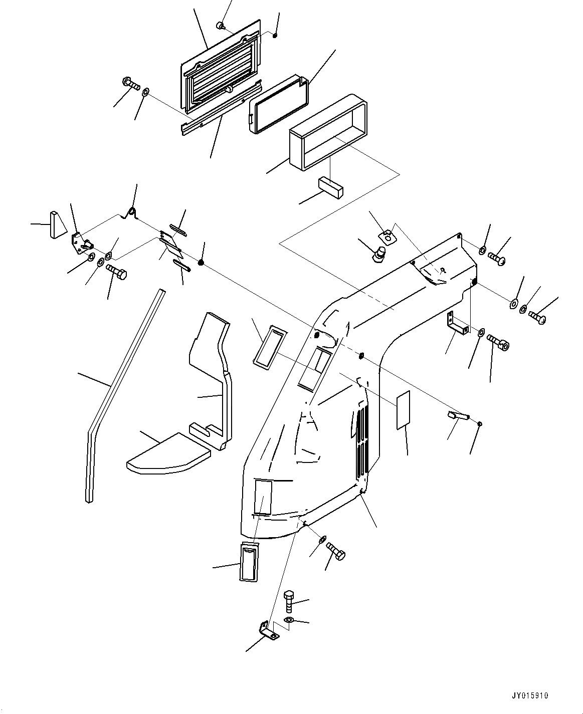 Схема запчастей Komatsu PC20MR-3 - КАБИНА, ВОЗДУХОВОДЫ (№-) КАБИНА, БЕЗ МАСТЕР КЛЮЧ