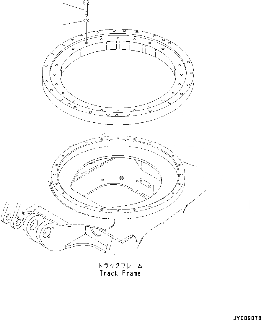 Схема запчастей Komatsu PC55MR-3 - ГУСЕНИЧНАЯ РАМА, ПОВОРОТН. КРУГ КРЕПЛЕНИЕ (№-) ГУСЕНИЧНАЯ РАМА, ОТВ. С ИЗМ. УГЛОМ DOZER