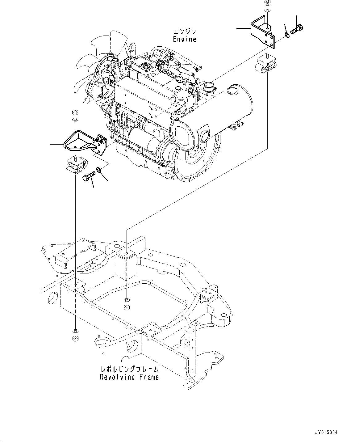 Схема запчастей Komatsu PC45MR-3 - ДВИГАТЕЛЬ БЛОК, С КОНДИЦИОНЕРОМ, КРЕПЛЕНИЕ (№-) ДВИГАТЕЛЬ БЛОК, С КОНДИЦИОНЕРОМ