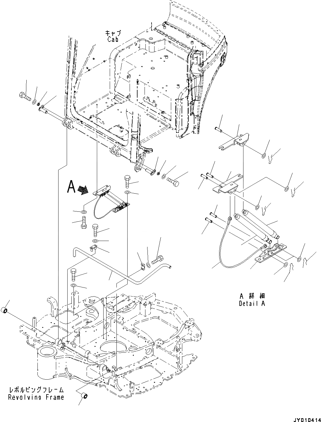 Схема запчастей Komatsu PC45MR-3 - КРЕПЛЕНИЕ ПОЛАING, ДЛЯ КАБИНЫ, GAS SPRINGS КОМПОНЕНТЫ (№-) КРЕПЛЕНИЕ ПОЛАING, ДЛЯ КАБИНЫ