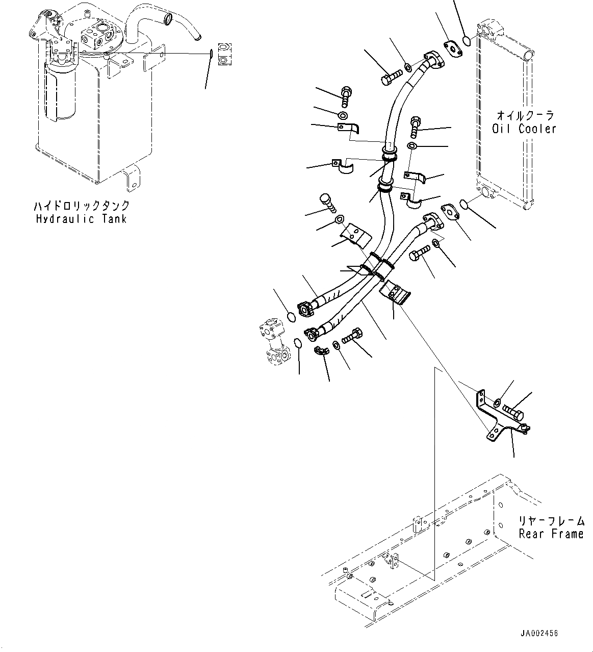 Схема запчастей Komatsu WA150-6 - ГИДРОЛИНИЯ, МАСЛООХЛАДИТЕЛЬ ВОЗВРАТ. ТРУБЫ (№8-) ГИДРОЛИНИЯ, С 3-Х СЕКЦ. КОНТР. КЛАПАНОМ