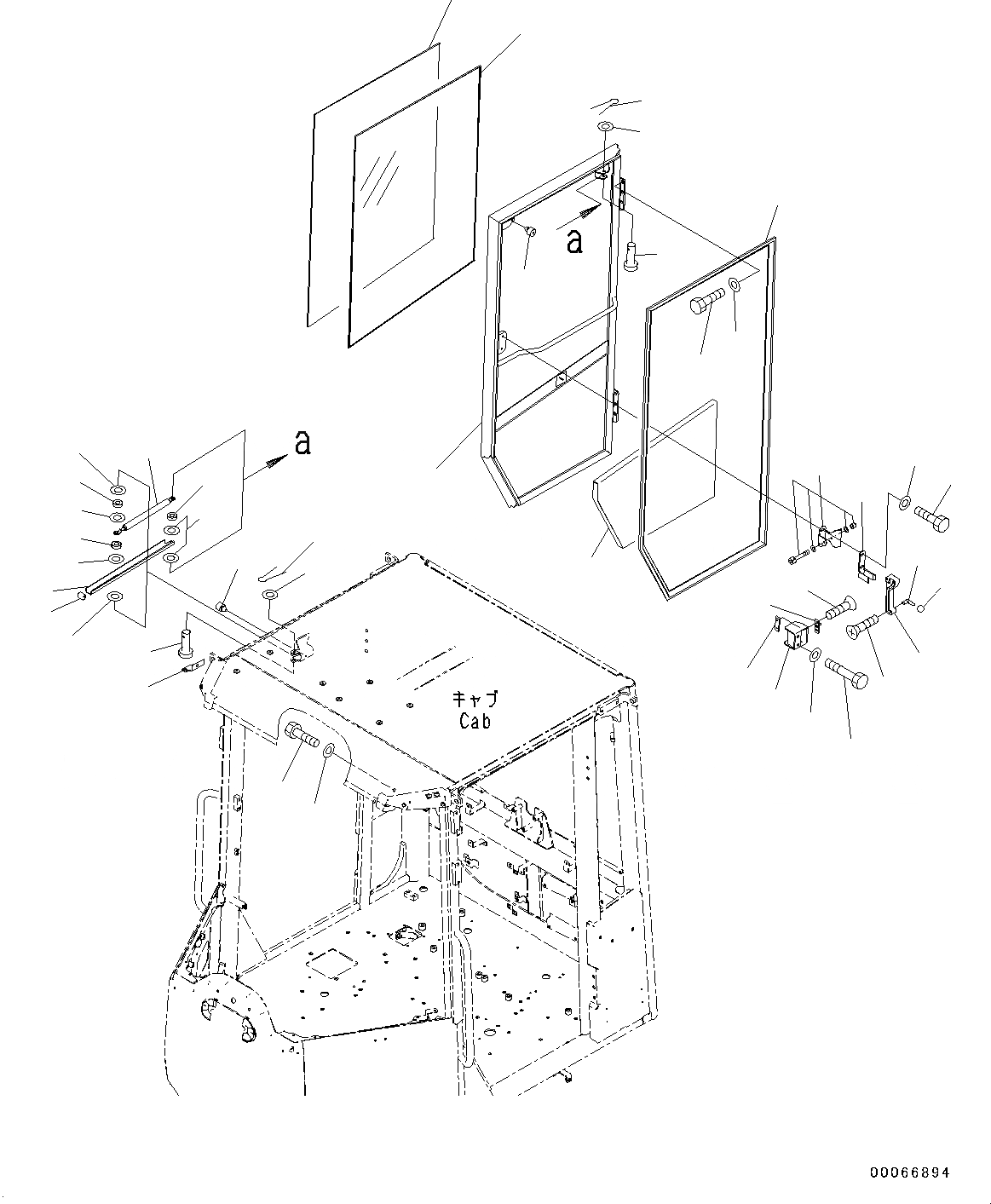 Схема запчастей Komatsu WA150-6 - КАБИНА И КАБИНА ПОЛ ГРУППА, ДВЕРЬ И LATCH, ПРАВ. (№8-) КАБИНА И КАБИНА ПОЛ ГРУППА, ДЛЯ KOMTRAX