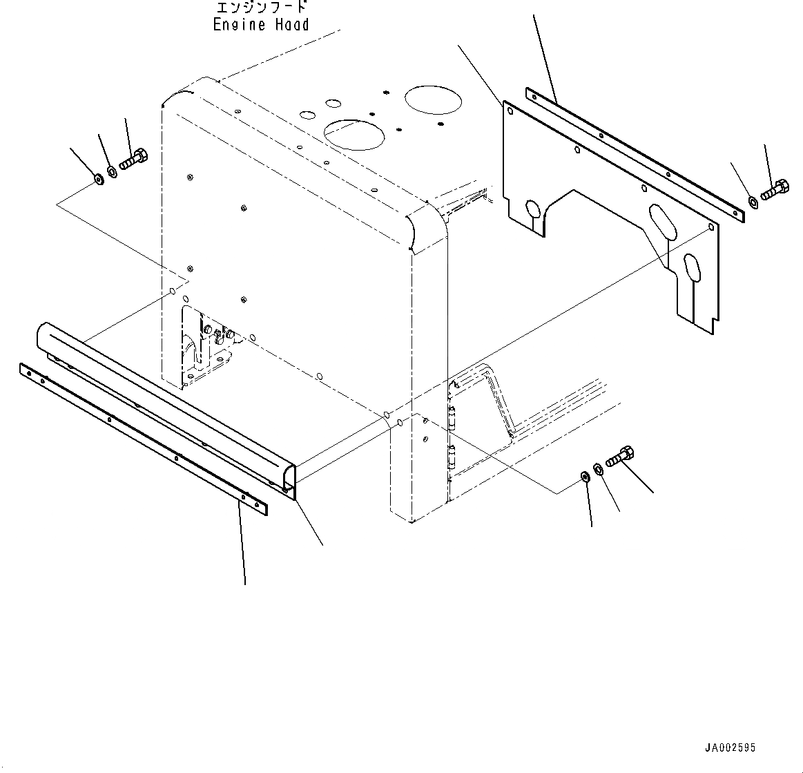 Схема запчастей Komatsu WA150-6 - КАПОТ, ОТСЕК ДВИГАТЕЛЯ(№8-) КАПОТ, С ЗАДН. ПОЛН. КРЫЛО, С ЗАЩИТА ОТ ВАНДАЛИЗМА БЛОКИР.