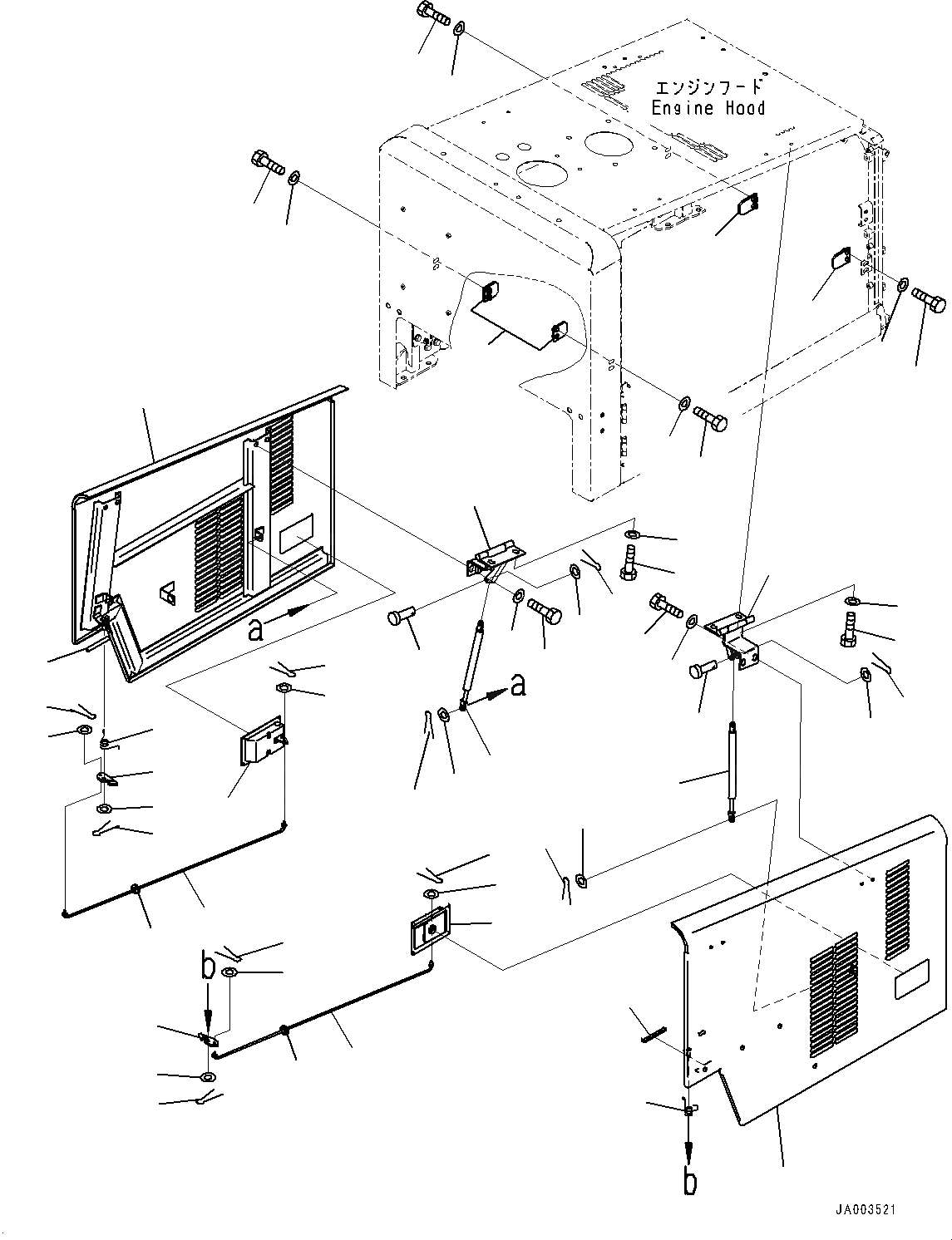 Схема запчастей Komatsu WA150-6 - КАПОТ, ДВЕРЬ (№8-) КАПОТ, С УДЛИНН. ВПУСК ВОЗДУХА, ПРЕФИЛЬТР ТИП