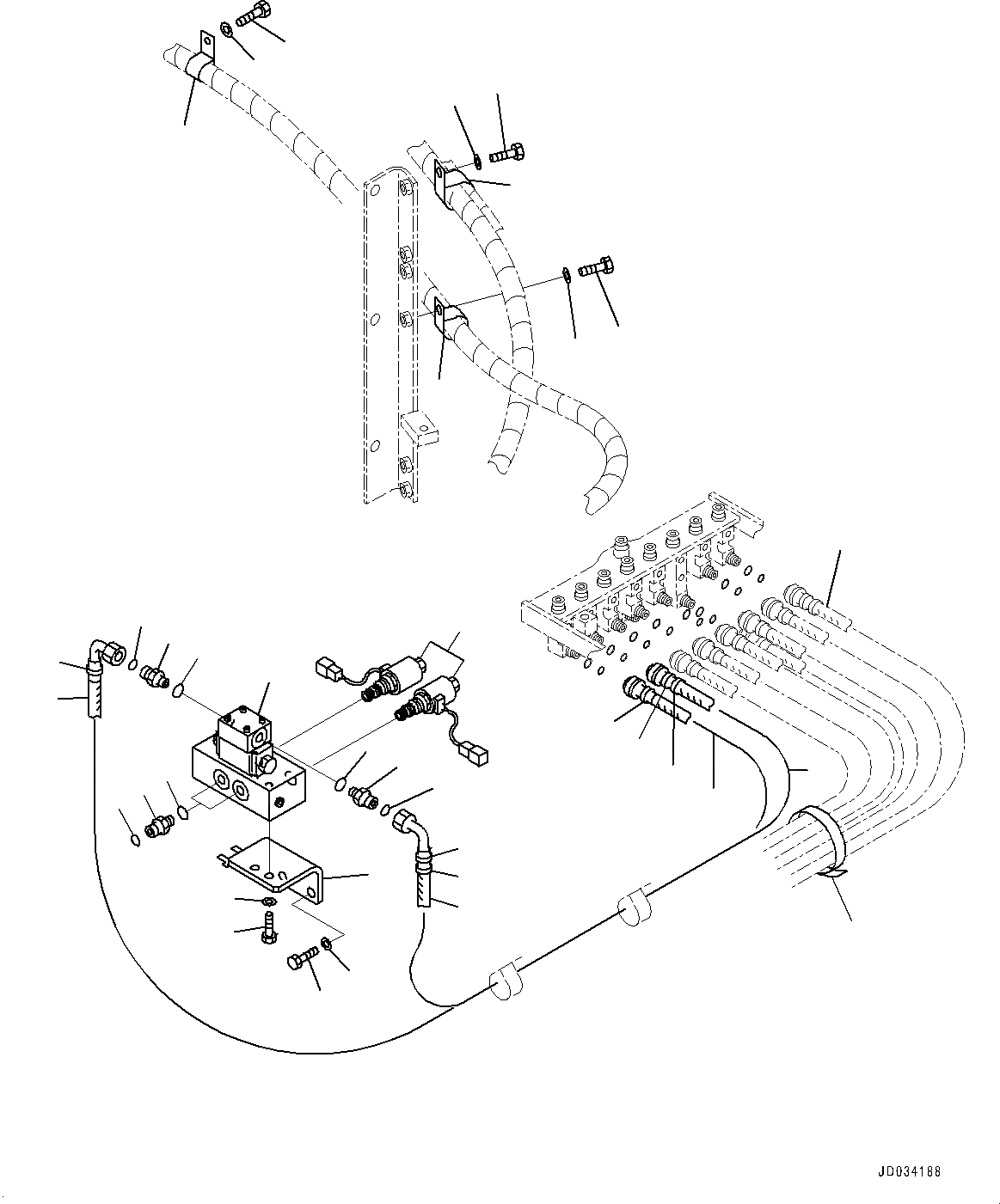 Схема запчастей Komatsu PC800-8E0 - ПРОПОРЦИОНАЛЬН. PRESSURE УПРАВЛ-Е (PPC) ТРУБЫ СОЕД-Е, СТРЕЛА КЛАПАН ТРУБЫ (№-) ПРОПОРЦИОНАЛЬН. PRESSURE УПРАВЛ-Е (PPC) ТРУБЫ СОЕД-Е, ДЛЯ ПРЯМАЯ ЛОПАТА CONFIGURATION