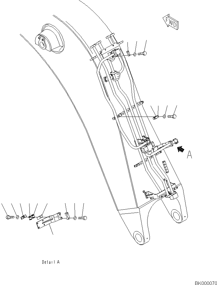 Схема запчастей Komatsu PC800LC-8E0 - СТРЕЛА, 7MM, ДЛЯ ЭКСКАВАТ., ЦИЛИНДР РУКОЯТИТРУБЫ, КРЕПЛЕНИЕ СТРЕЛА, 7MM, ДЛЯ ЭКСКАВАТ., ЦИЛИНДР РУКОЯТИТРУБЫ