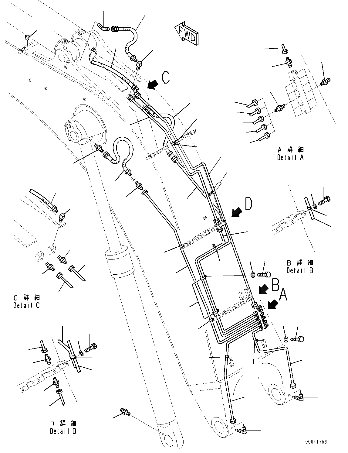 Схема запчастей Komatsu PC800LC-8E0 - СТРЕЛА, СМАЗКА (№-) СТРЕЛА, 7MM