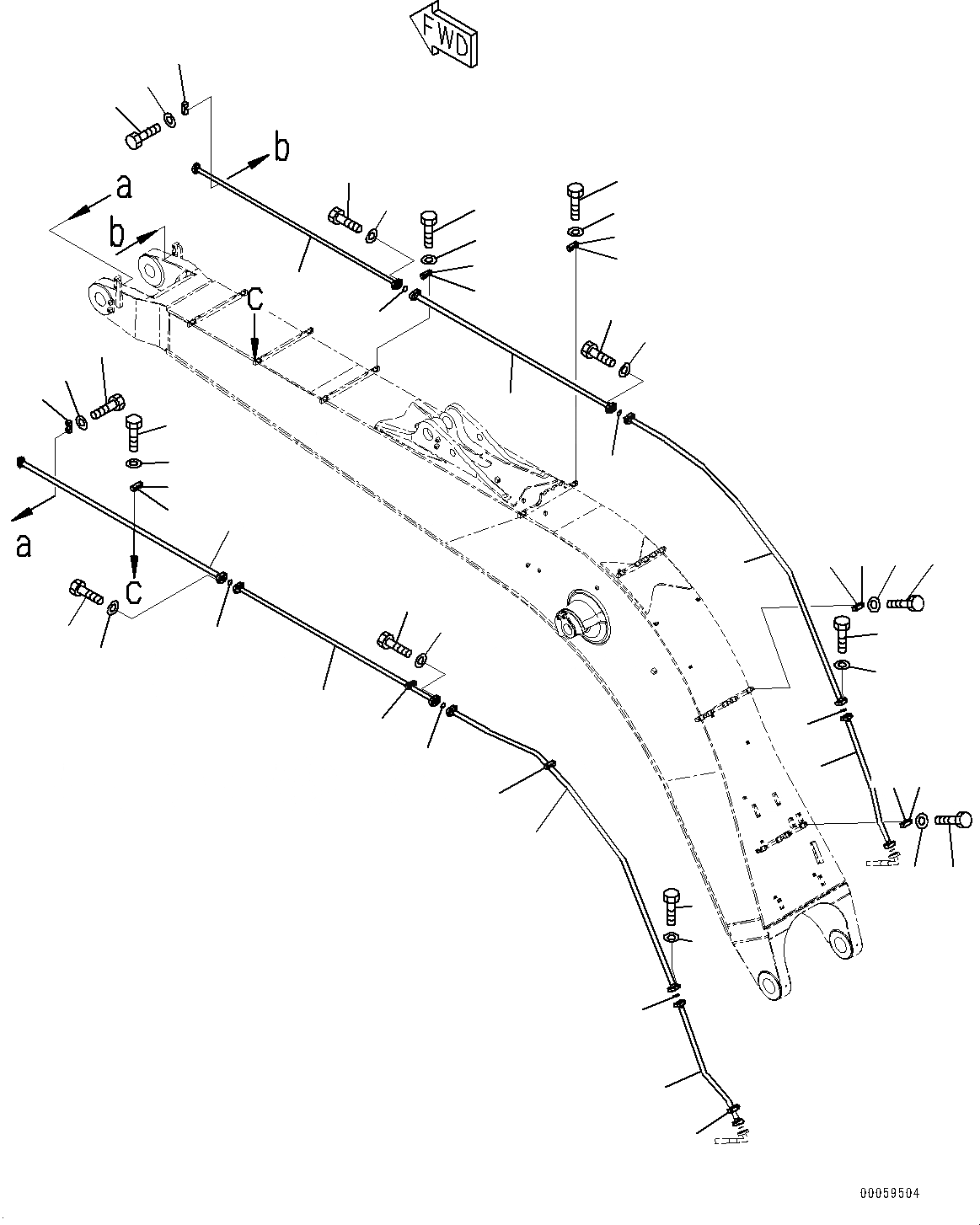 Схема запчастей Komatsu PC800LC-8E0 - СТРЕЛА, ЦИЛИНДР КОВША ТРУБЫ (№-) СТРЕЛА, MM