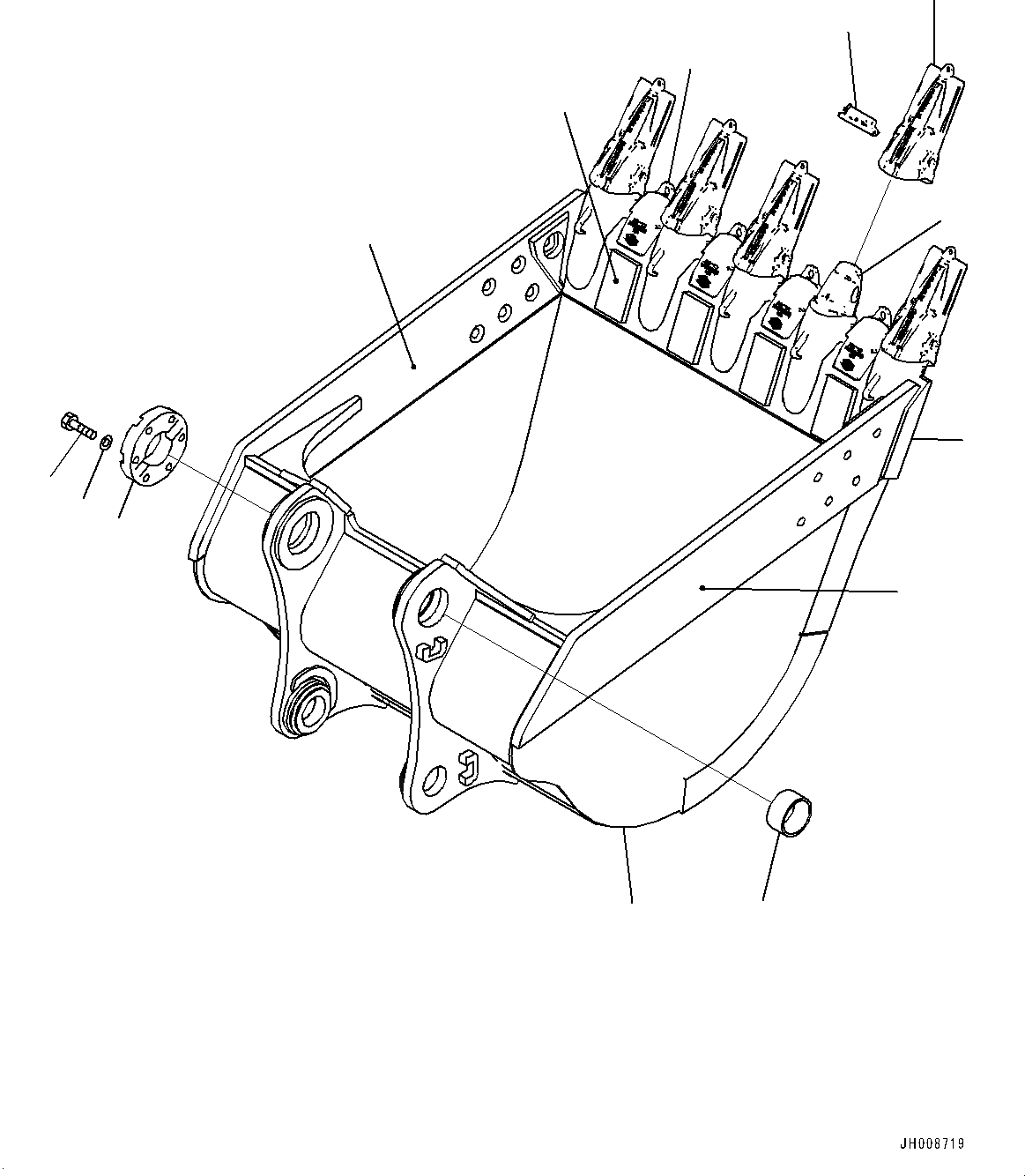 Схема запчастей Komatsu PC800LC-8E0 - КОВШ (№-) КОВШ, .M, 7MM ШИР., KMAX TOOTH, THRUST ADJUSTMENT, БОКОРЕЗЫ
