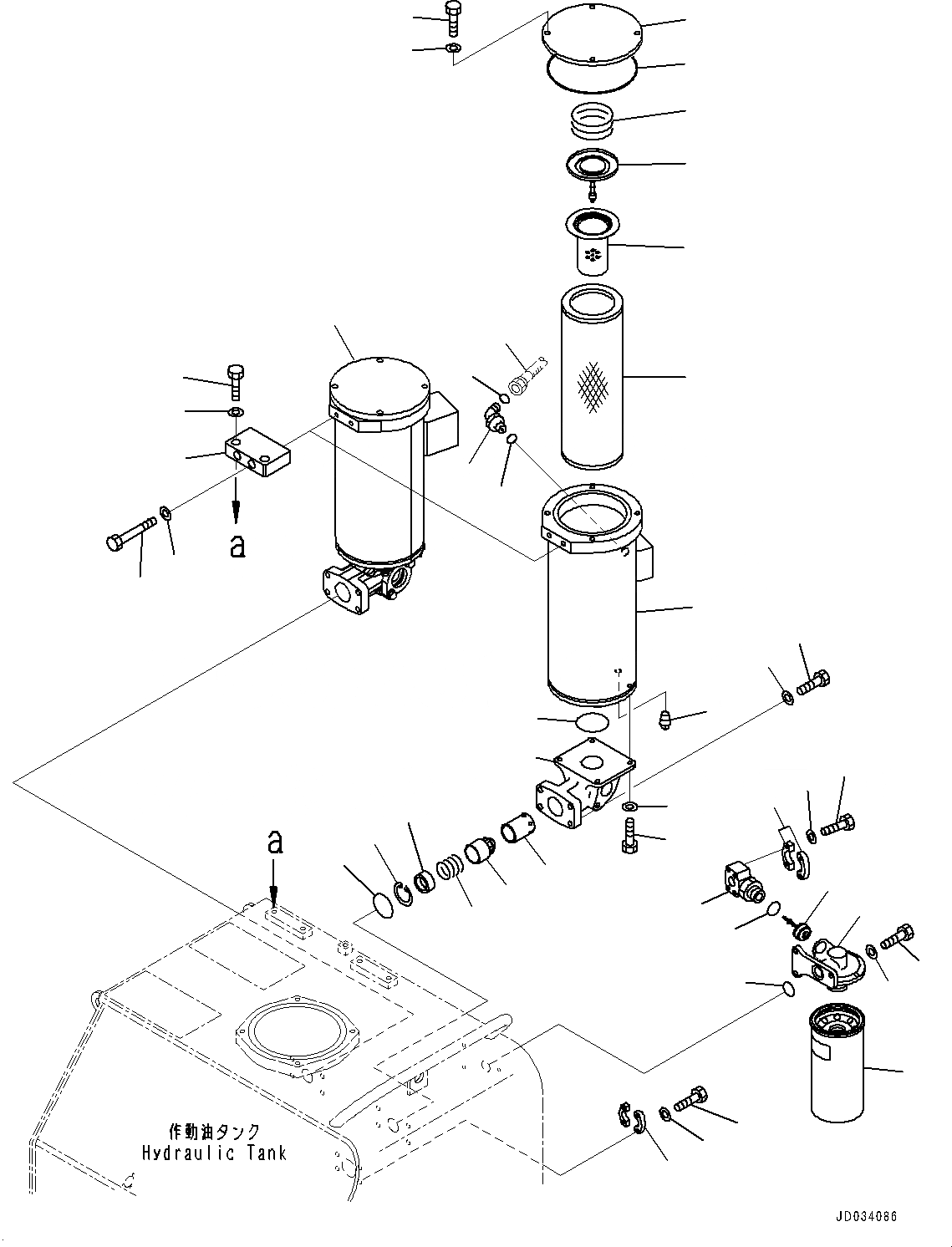 Схема запчастей Komatsu PC850-8E0 - ГИДР. БАК., ВОЗВРАТ. ФИЛЬТР. (№-) ГИДР. БАК., КРЫШКА МАСЛОНАЛИВНОГО ПАТРУБКА БЛОКИРОВКА И КРЫШКИБЛОКИР.