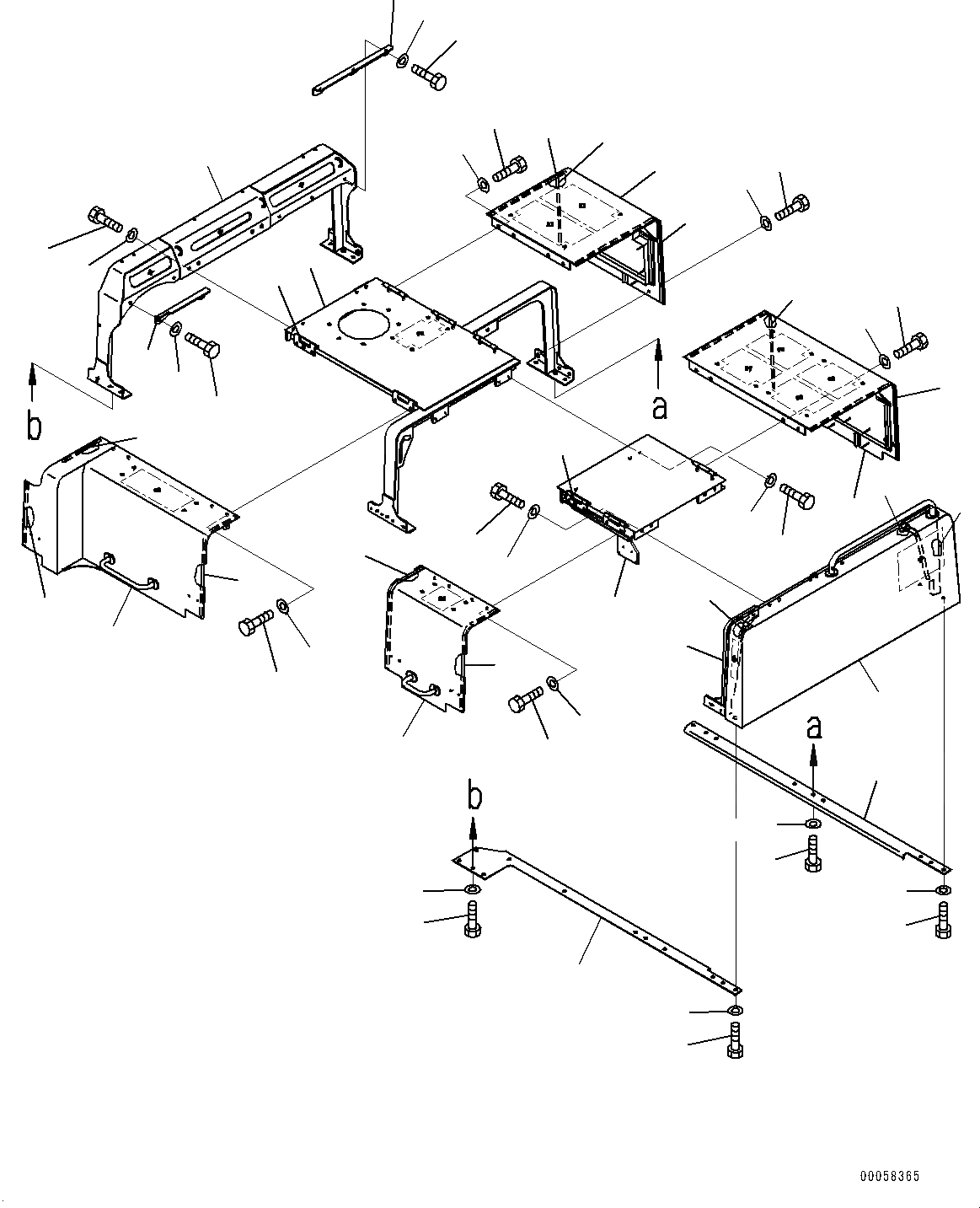 Схема запчастей Komatsu PC850-8E0 - КАПОТ, РАМА И КРЫШКА(№-) КАПОТ, ЕС НОВ. NOISE ARRANGEMENT 