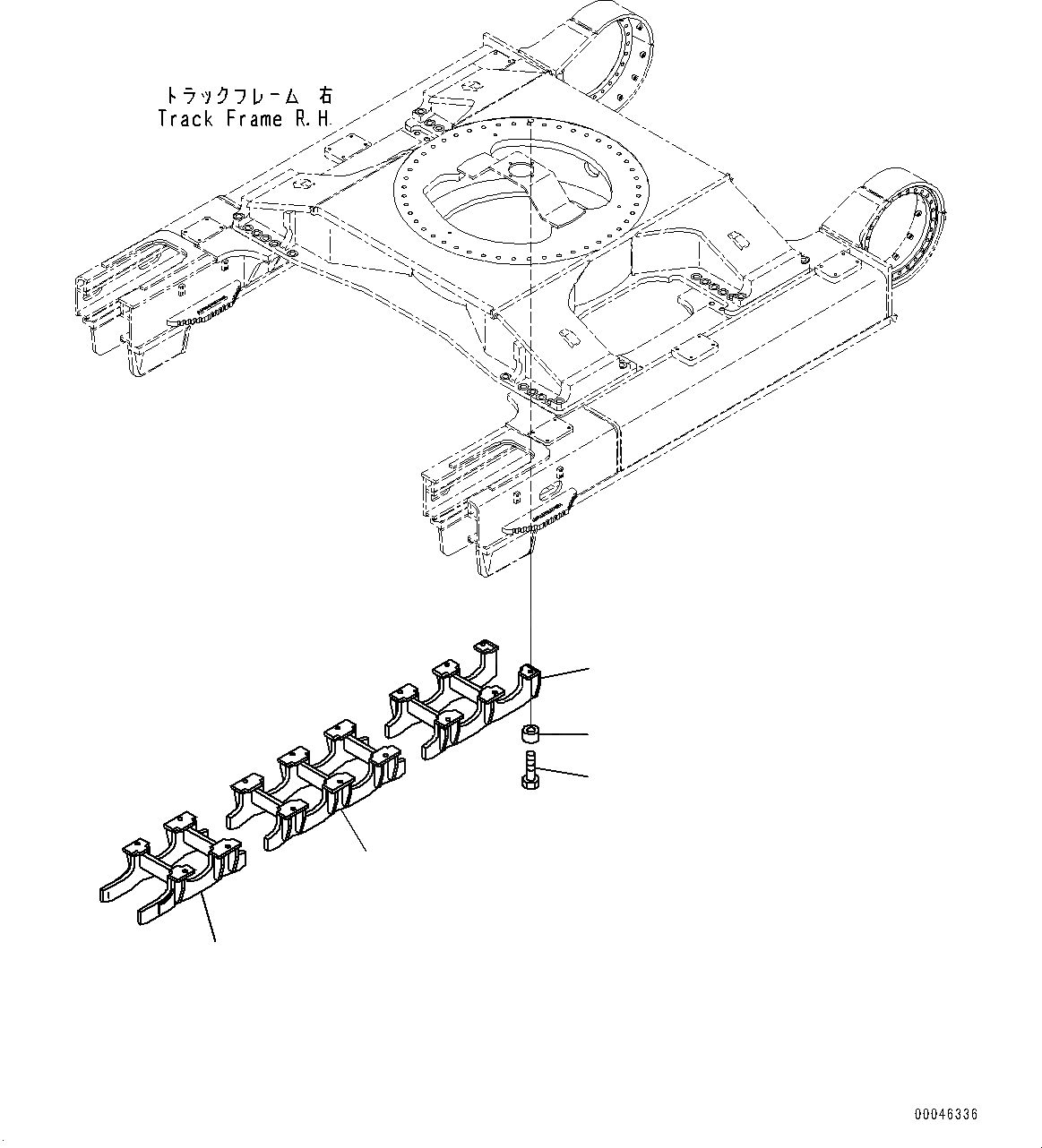 Схема запчастей Komatsu PC850-8E0 - ГУСЕНИЧНАЯ РАМА, ЗАЩИТА ОПОРНЫХ КАТКОВ, ПРАВ. (№-) ГУСЕНИЧНАЯ РАМА, УСИЛ. ПОЛН. LENGTH ЗАЩИТА ОПОРНЫХ КАТКОВ