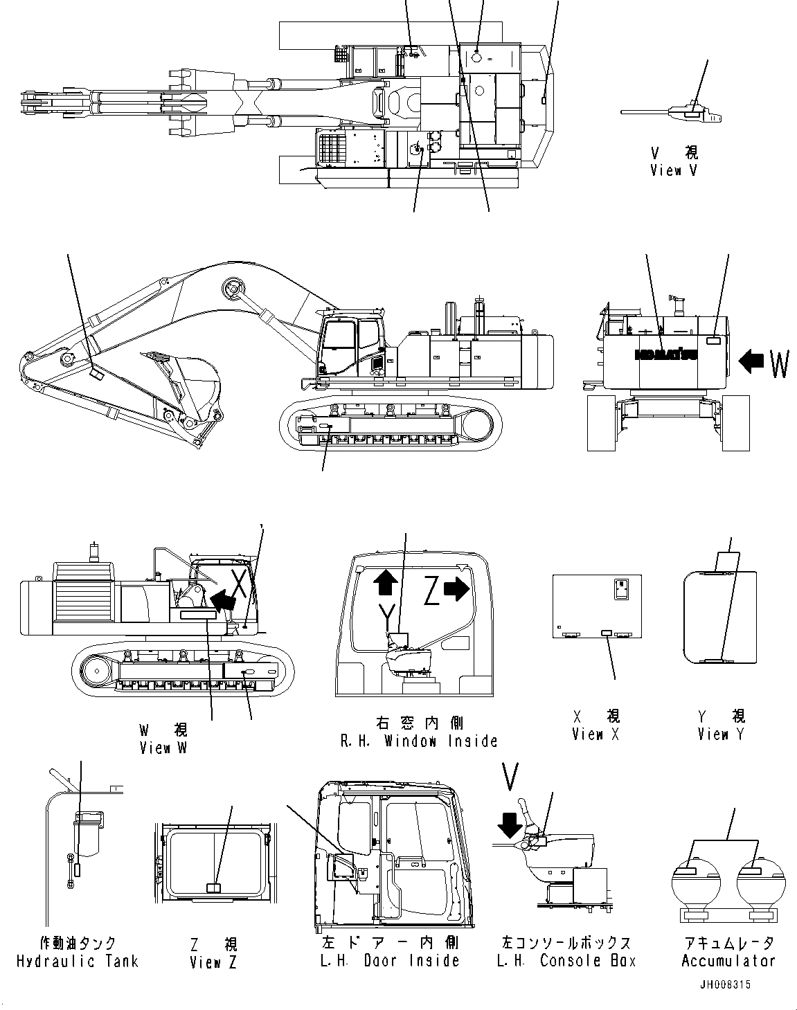 Схема запчастей Komatsu PC850-8E0 - МАРКИРОВКА, OPERATING И ПРЕДУПРЕЖДАЮЩ. МАРКИРОВКА (№-) МАРКИРОВКА, КИТАЙ