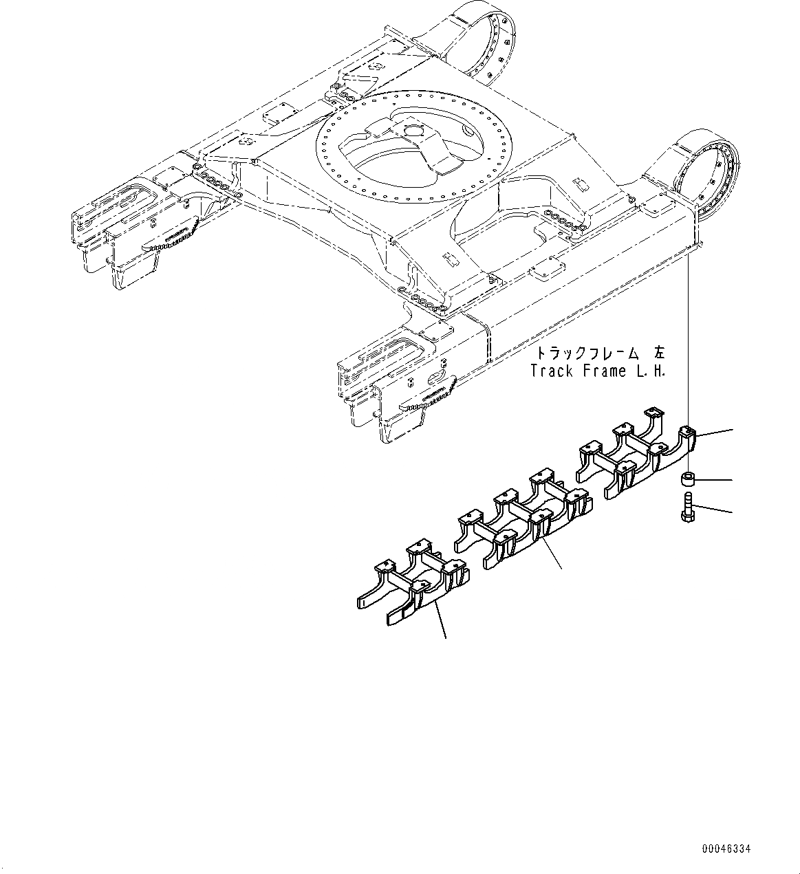 Схема запчастей Komatsu PC850SE-8E0 - ГУСЕНИЧНАЯ РАМА, ЗАЩИТА ОПОРНЫХ КАТКОВ, ЛЕВ. (№-) ГУСЕНИЧНАЯ РАМА, УСИЛ. ПОЛН. LENGTH ЗАЩИТА ОПОРНЫХ КАТКОВ
