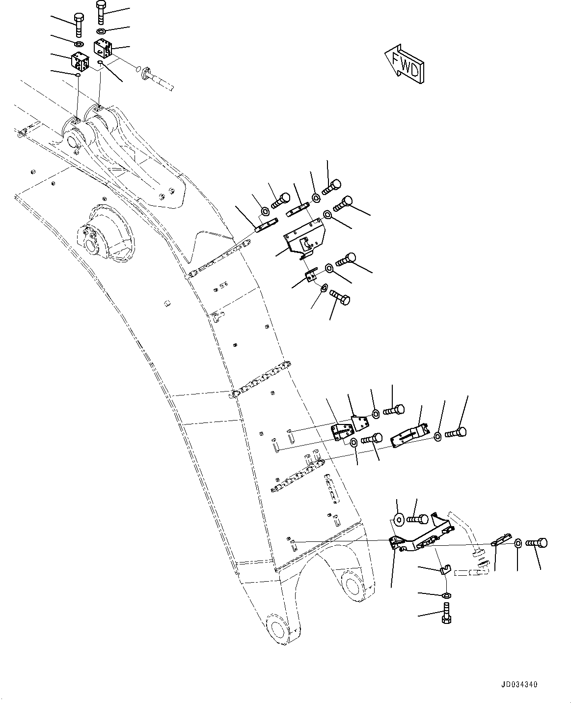 Схема запчастей Komatsu PC850SE-8E0 - СТРЕЛА, ЦИЛИНДР РУКОЯТИТРУБЫ (/) (№-) СТРЕЛА, 7MM