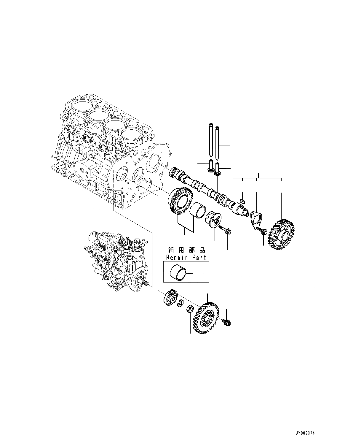 Схема запчастей Komatsu 4D88E-6 - ДВИГАТЕЛЬ, С КОНДИЦИОНЕРОМ, ОДИНОЧН. ЭЛЕМЕНТ ТИП, РАСПРЕДВАЛ И IDLE ПРИВОДВАЛ (№8-) ДВИГАТЕЛЬ, С КОНДИЦИОНЕРОМ, ОДИНОЧН. ЭЛЕМЕНТ ТИП
