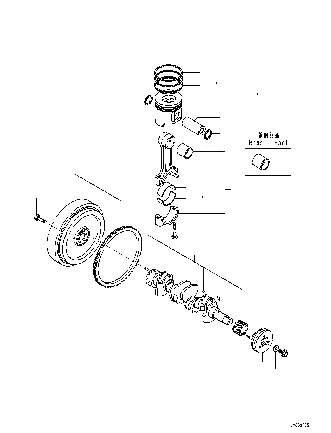 Схема запчастей Komatsu 4D88E-6 - ДВИГАТЕЛЬ, ОДИНОЧН. ЭЛЕМЕНТ ТИП, КОЛЕНВАЛ И ПОРШЕНЬ (№8-) ДВИГАТЕЛЬ, ОДИНОЧН. ЭЛЕМЕНТ ТИП