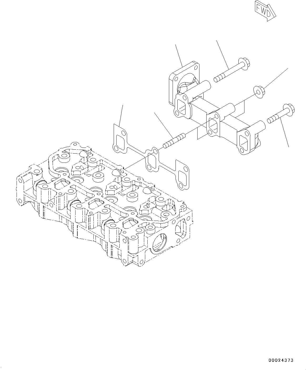 Схема запчастей Komatsu 3D76E-6 - ДВИГАТЕЛЬ БЛОК, ВЫПУСКНОЙ КОЛЛЕКТОР (№9-) ДВИГАТЕЛЬ БЛОК