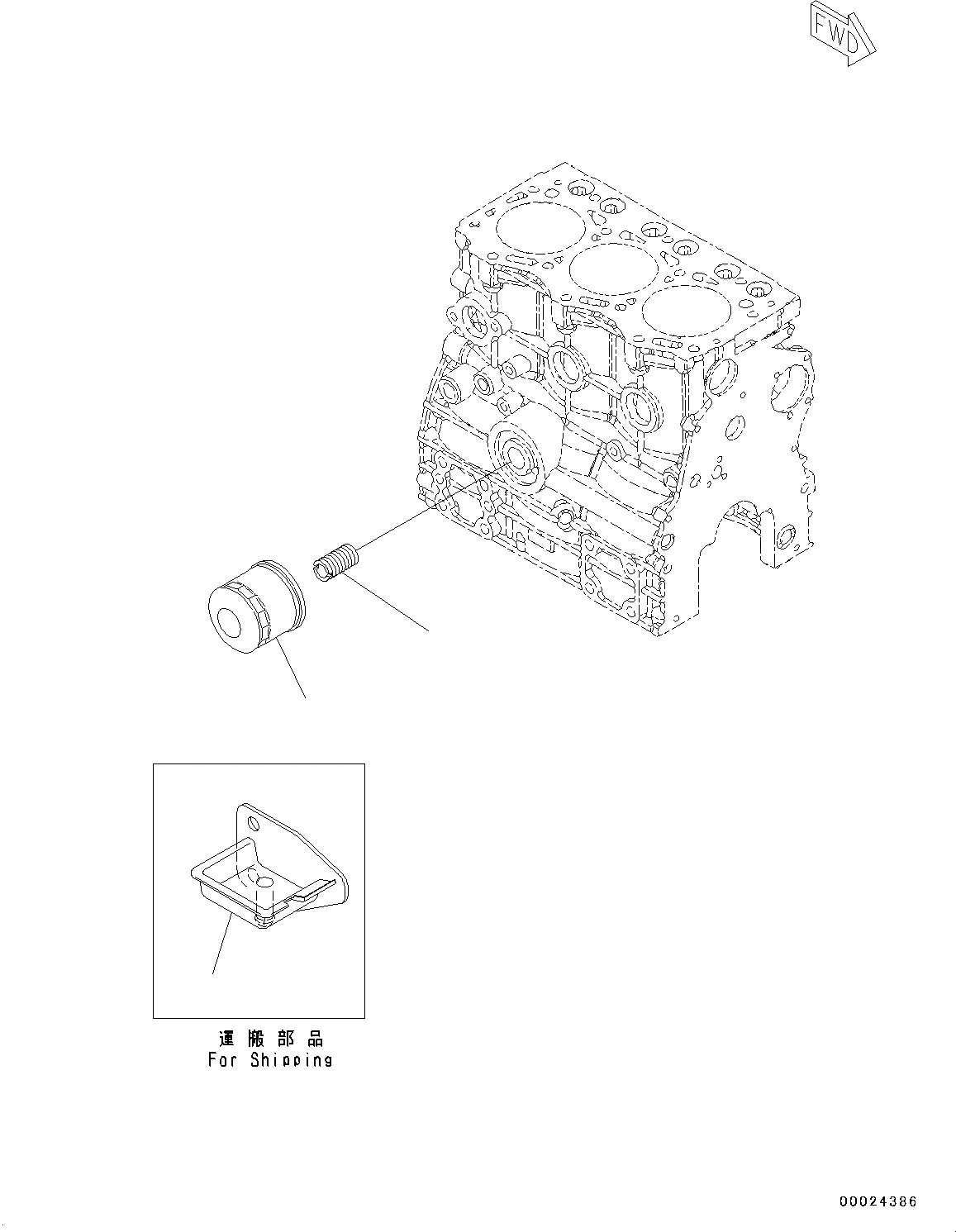 Схема запчастей Komatsu 3D76E-6 - ДВИГАТЕЛЬ БЛОК, МАСЛ. ФИЛЬТР (№9-) ДВИГАТЕЛЬ БЛОК