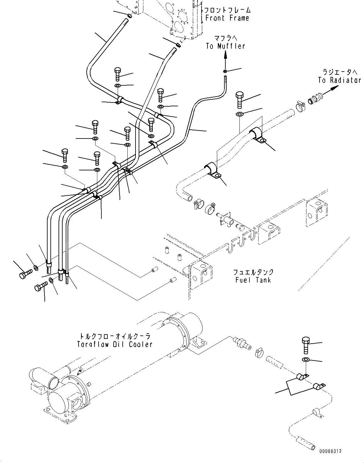 Схема запчастей Komatsu WA900-3E0 - ТОПЛИВН. БАК., ДРЕНАЖН. ТРУБЫ (№78-) ТОПЛИВН. БАК., EXTRA BAD ТОПЛИВН. И ПЛОХ. ТОПЛИВО СПЕЦ-ЯIFICATION, ВОДН.+DUST, ДОПОЛН. ФИЛЬТР.