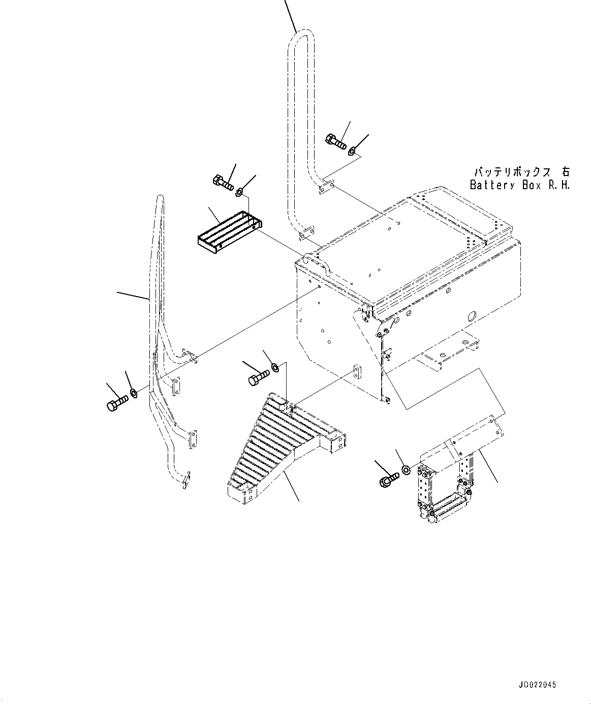 Схема запчастей Komatsu WA900-3E0 - ПРАВ. КОРПУС АККУМУЛЯТОРА, СТУПЕНИ (№78-) ПРАВ. КОРПУС АККУМУЛЯТОРА, БЕЗ УСИЛЕНН. ПРОВОДКА