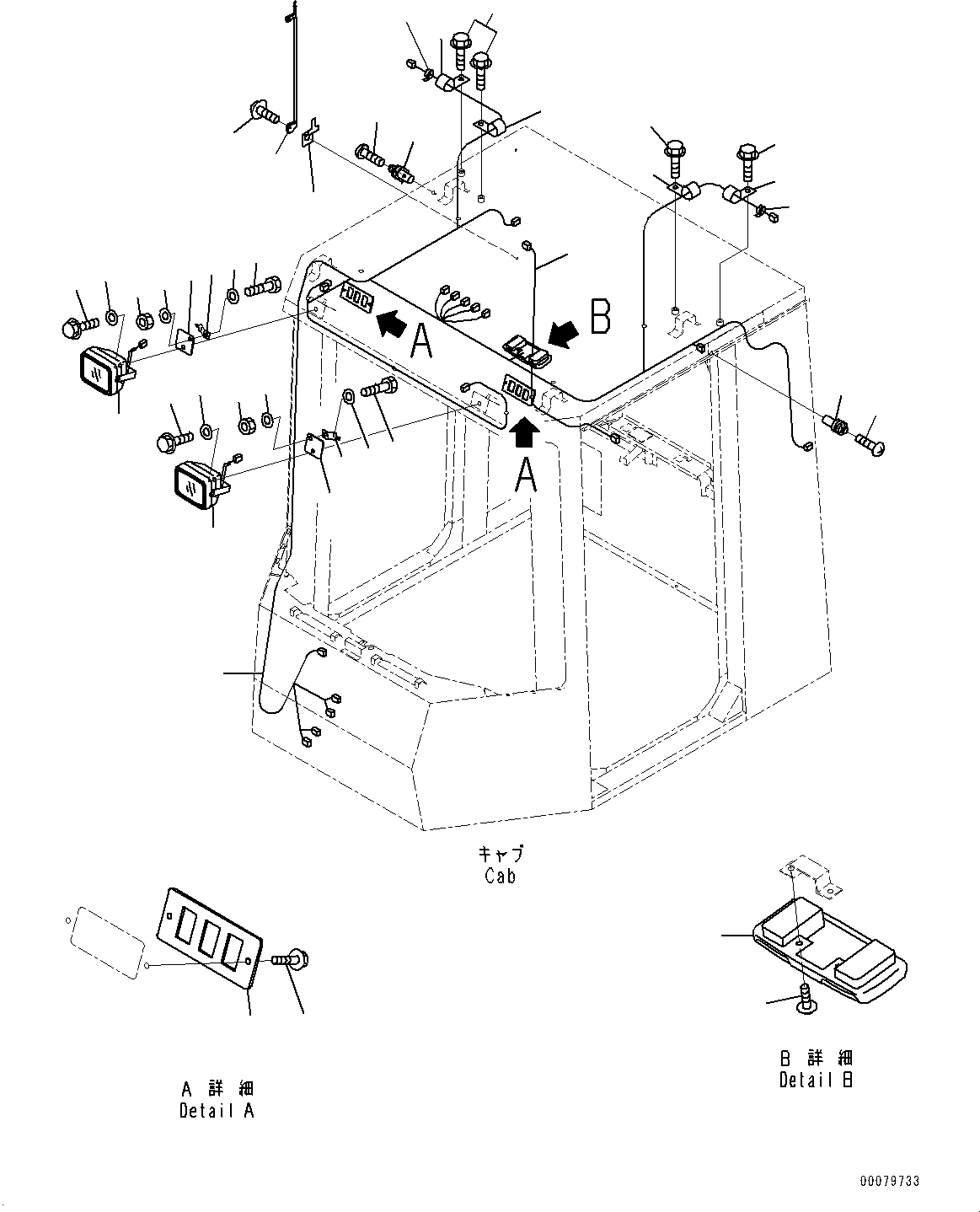 Схема запчастей Komatsu WA900-3E0 - КАБИНА, ЭЛЕКТРИЧ. ЧАСТИ (№78-8) КАБИНА, С AM-FM РАДИО, ЕСКАНАТ И ASIA, НАКЛОН.ABLE РУЛЕВОЕ КОЛЕСО