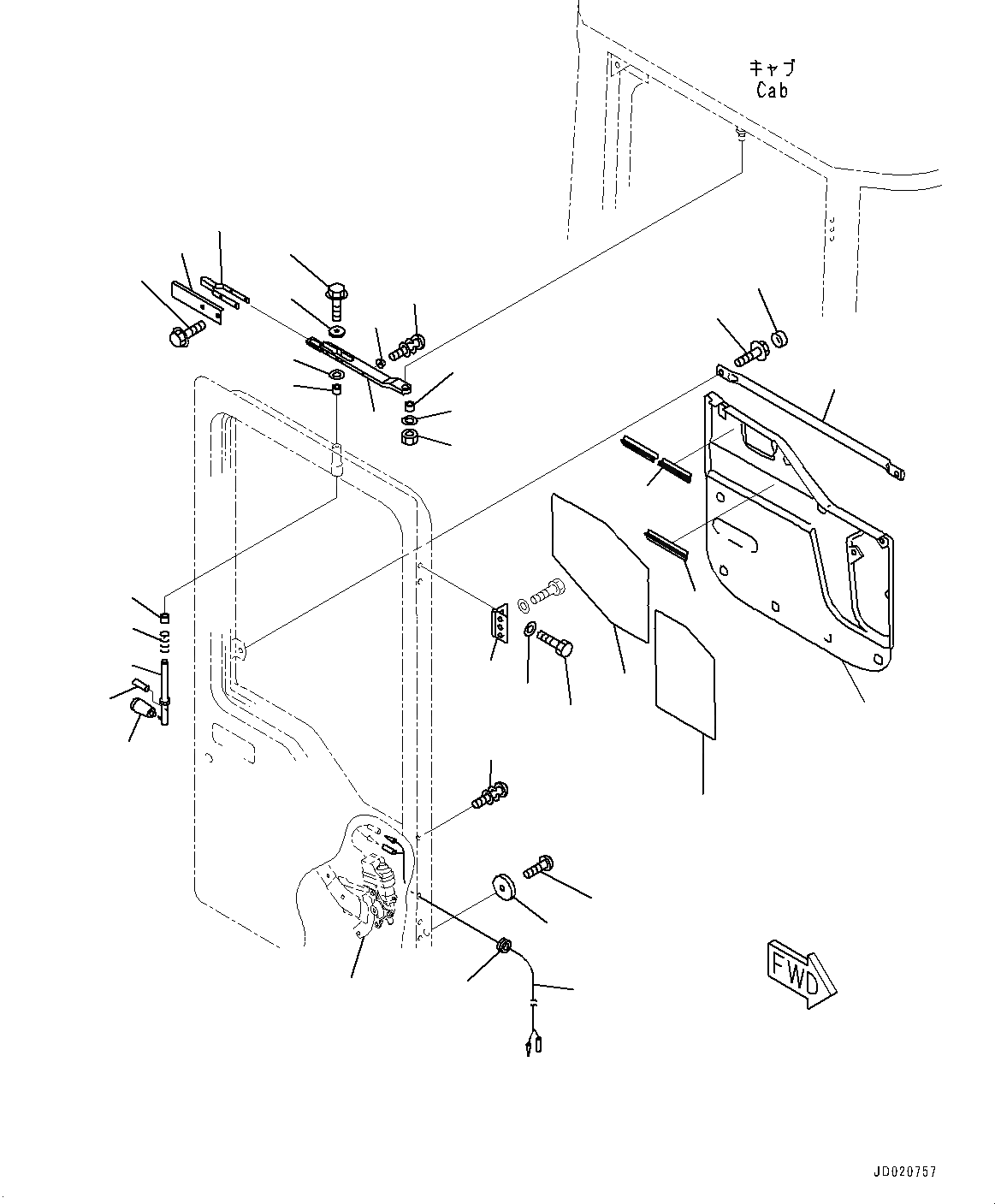 Схема запчастей Komatsu WA900-3E0 - КАБИНА, ДВЕРЬ COVER, ПРАВ. (№78-) КАБИНА, С НАКЛОН.ABLE РУЛЕВОЕ КОЛЕСО, БЕЗ AM-FM РАДИО