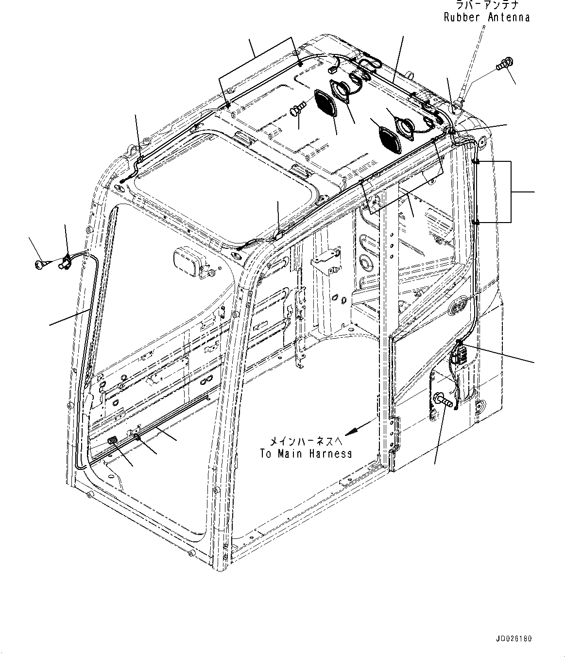 Схема запчастей Komatsu PC220-8 - КАБИНА, ГРОМКОГОВОРИТ. И ОМЫВАТЕЛЬ СТЕКЛА (№877-) КАБИНА, -ДОПОЛН. АКТУАТОР ТРУБЫ, АККУМУЛЯТОР, С AM-FM РАДИО ДЛЯ NORTH, CENTRAL И ЮЖН. АМЕРИКА, АВТОМАТИЧ. КОНДИЦ. ВОЗДУХА, MAS