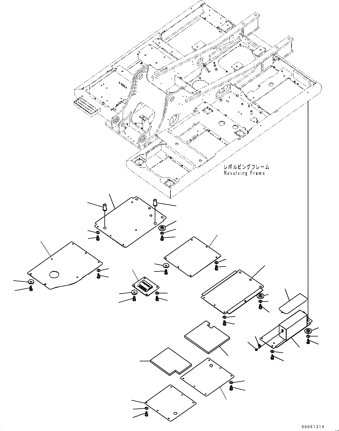 Схема запчастей Komatsu PC220LC-8 - НИЖН. КРЫШКА (№877-) НИЖН. КРЫШКА, УСИЛ., ДЛЯ KAL