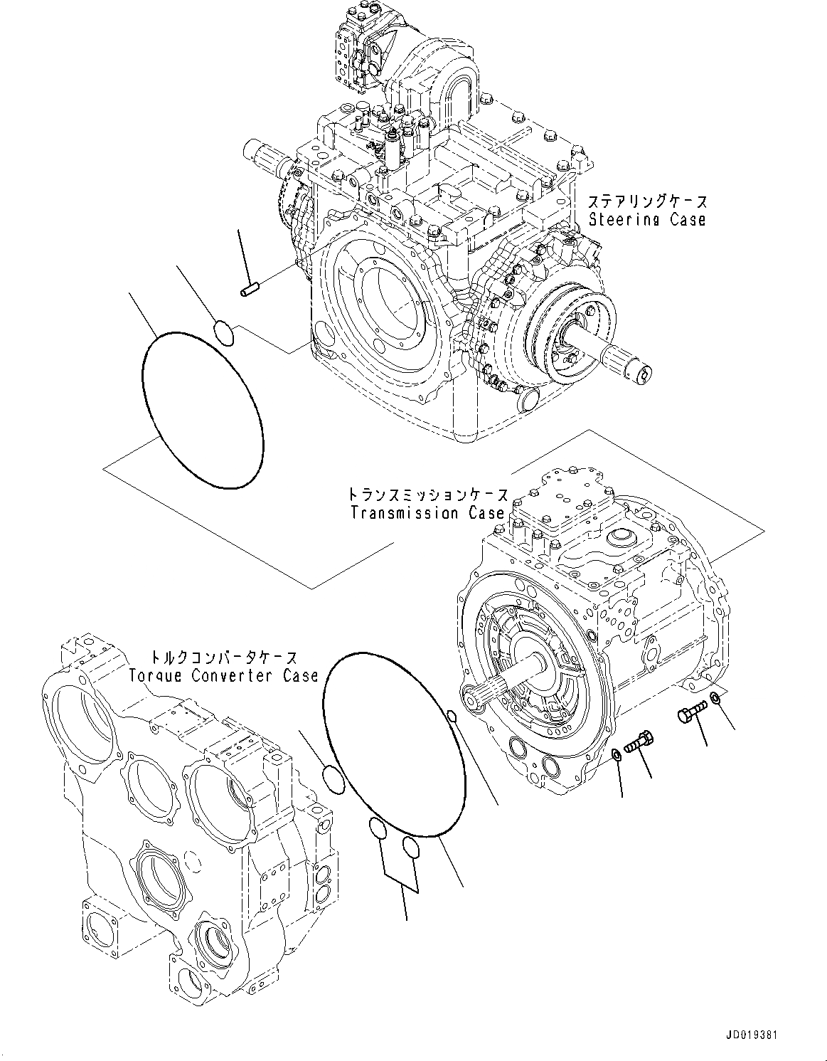 Схема запчастей Komatsu D85PX-15R - СИЛОВАЯ ПЕРЕДАЧА, КРЕПЛЕНИЕ (№-) СИЛОВАЯ ПЕРЕДАЧА, БЕЗ ДВИГАТЕЛЬ С ПОДОГРЕВАТЕЛЬ ХЛАДАГЕНТА