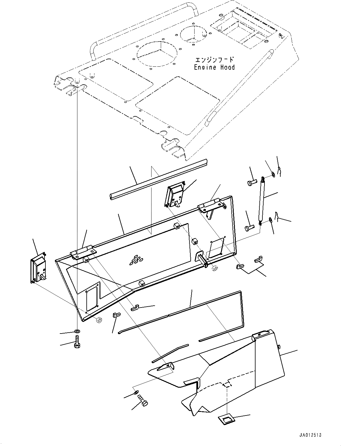 Схема запчастей Komatsu D85PX-15R - КАПОТ И БОКОВ. КРЫШКА ГРУППА, КАПОТ БОКОВ. КРЫШКА (/) (№-) КАПОТ И БОКОВ. КРЫШКА ГРУППА, С PRE-CREANER, ПОДДОН ДВИГ-ЛЯ И ПОДОГРЕВАТЕЛЬ ХЛАДАГЕНТА