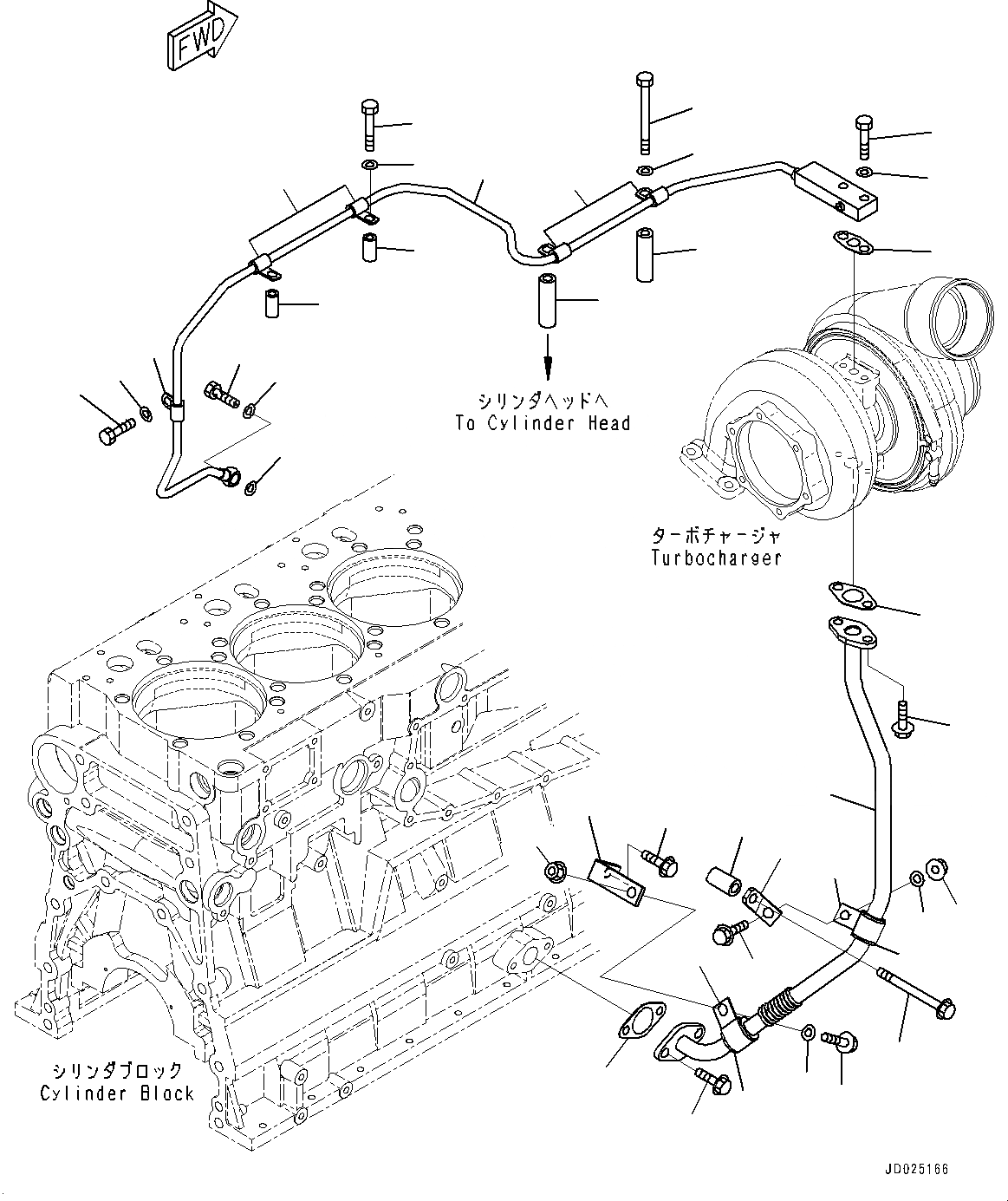 Схема запчастей Komatsu SAA6D140E-5E - ТУРБОНАГНЕТАТЕЛЬ, СИСТЕМА СМАЗКИ МАСЛОПРОВОДЯЩАЯ ЛИНИЯ (№-) ТУРБОНАГНЕТАТЕЛЬ