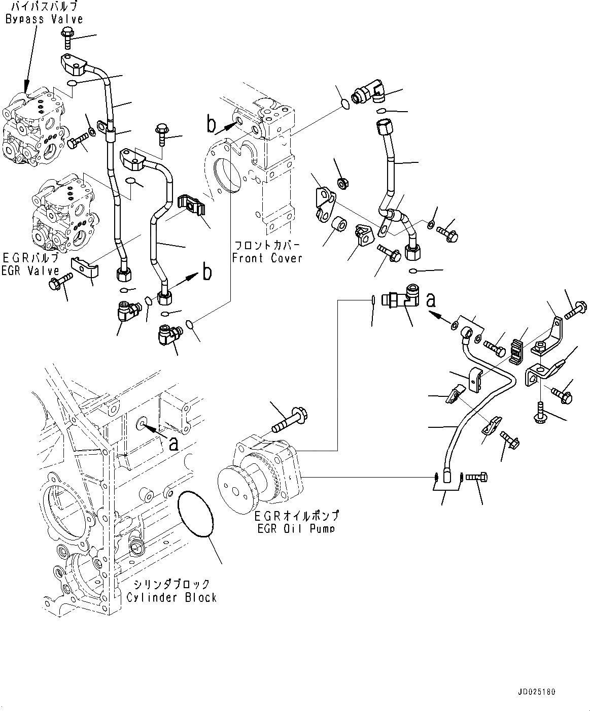Схема запчастей Komatsu SAA6D140E-5E - ВЫПУСКН. GAS RE-CIRCULATION (EGR) КЛАПАН, EGR МАСЛ. НАСОС СМАЗКА (№-) ВЫПУСКН. GAS RE-CIRCULATION (EGR) КЛАПАН