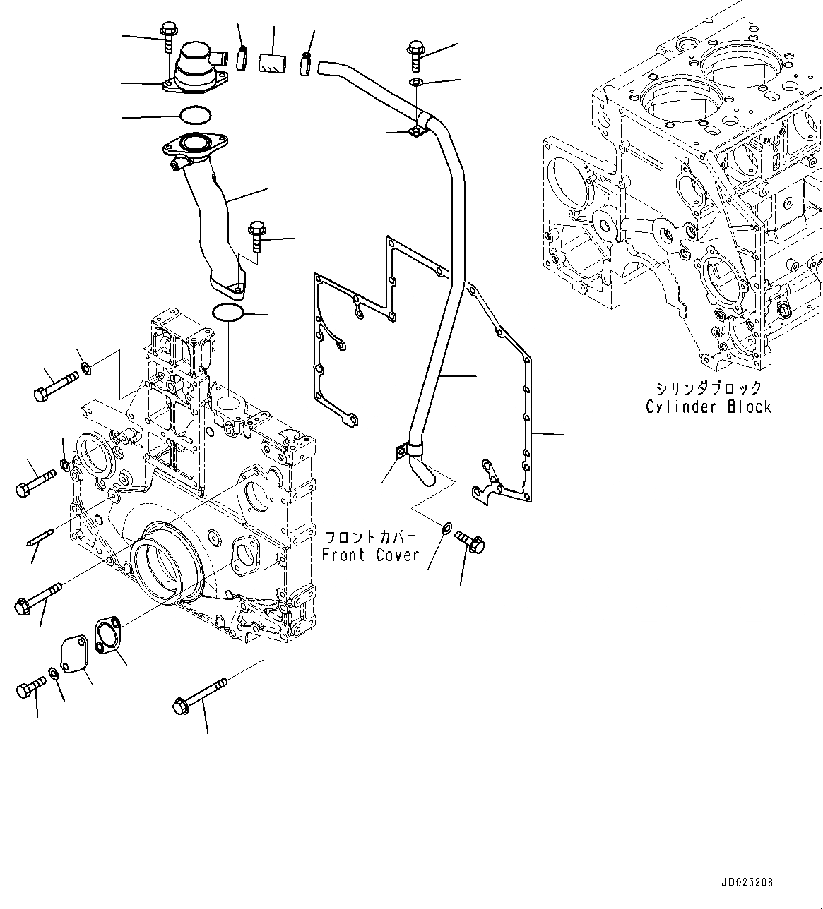 Схема запчастей Komatsu SAA6D140E-5E - ЭЛЕМЕНТЫ ПЕРЕДН. КРЫШКИ И САПУН (№-) ЭЛЕМЕНТЫ ПЕРЕДН. КРЫШКИ И САПУН