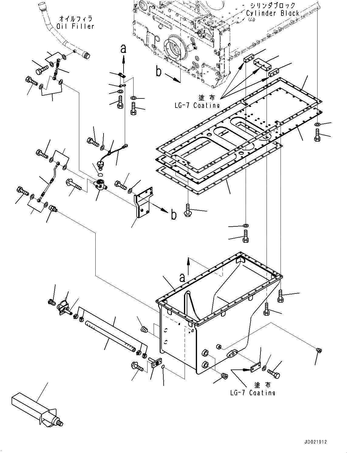 Схема запчастей Komatsu SAA12V140E-3D - ПОДДОН ДВИГ-ЛЯ, МАСЛЯНЫЙ ПОДДОН (№9-) ПОДДОН ДВИГ-ЛЯ