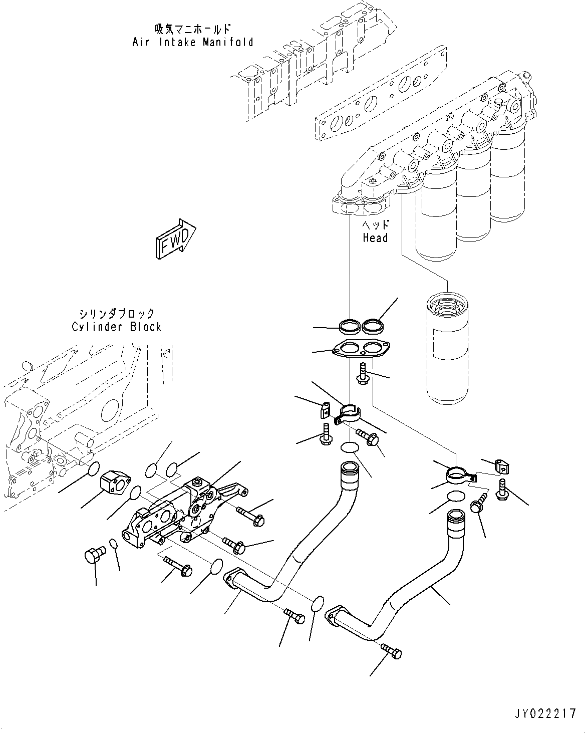 Схема запчастей Komatsu SAA12V140E-3D - ДВИГАТЕЛЬ МАСЛ. ФИЛЬТР, МАСЛ. ФИЛЬТР ТРУБЫ (№9-) ДВИГАТЕЛЬ МАСЛ. ФИЛЬТР