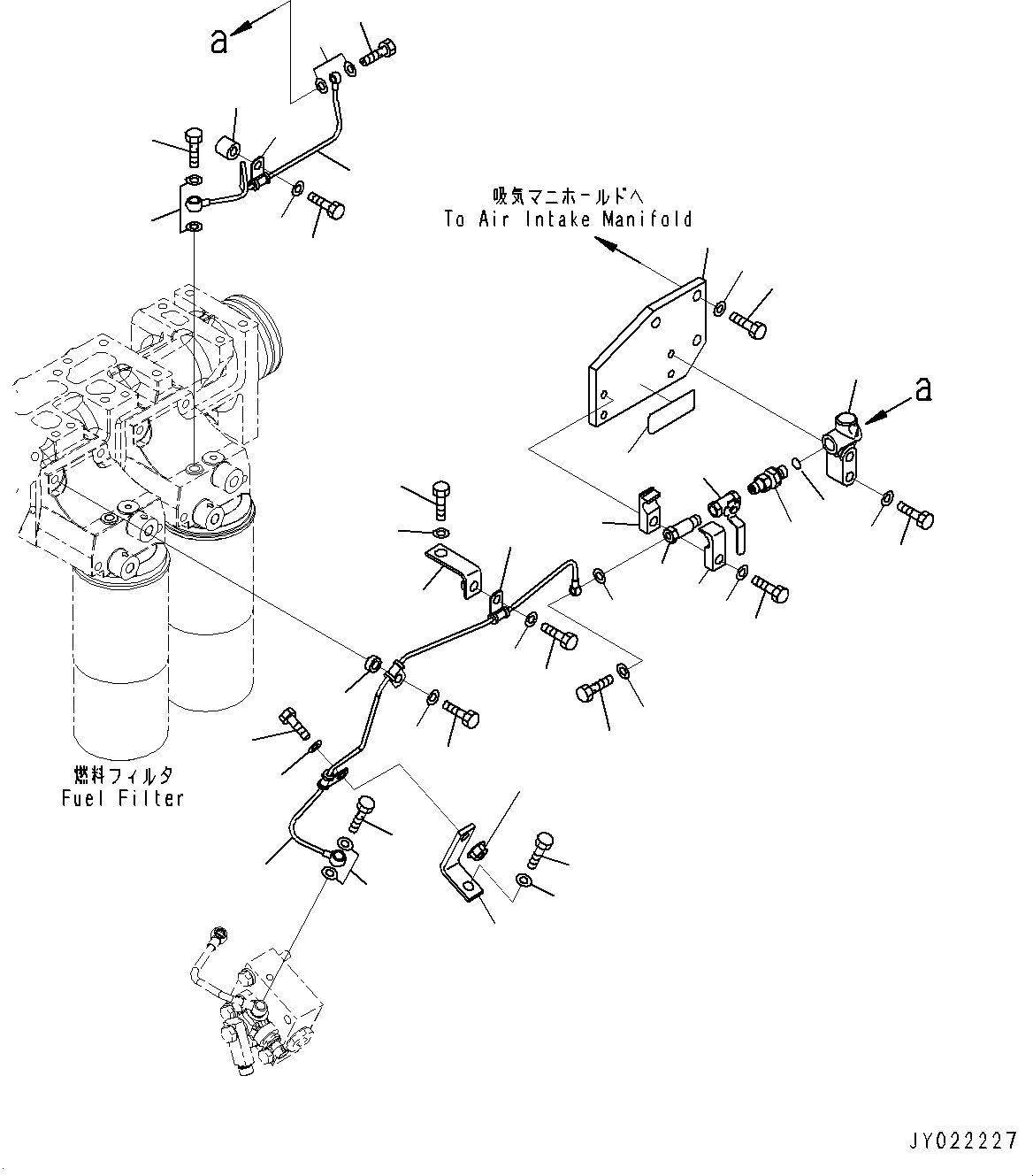 Схема запчастей Komatsu SAA12V140E-3D - ТОПЛИВОПРОВОД., ВОЗДУШН. ВЕНТИЛЯЦИЯ, ЛЕВ. (№9-) ТОПЛИВОПРОВОД., ДЛЯ EXTRA BAD ТОПЛИВН. И ПЛОХ. ТОПЛИВО СПЕЦ-ЯIFICATION, ВОДН.+DUST, ДОПОЛН. ФИЛЬТР.