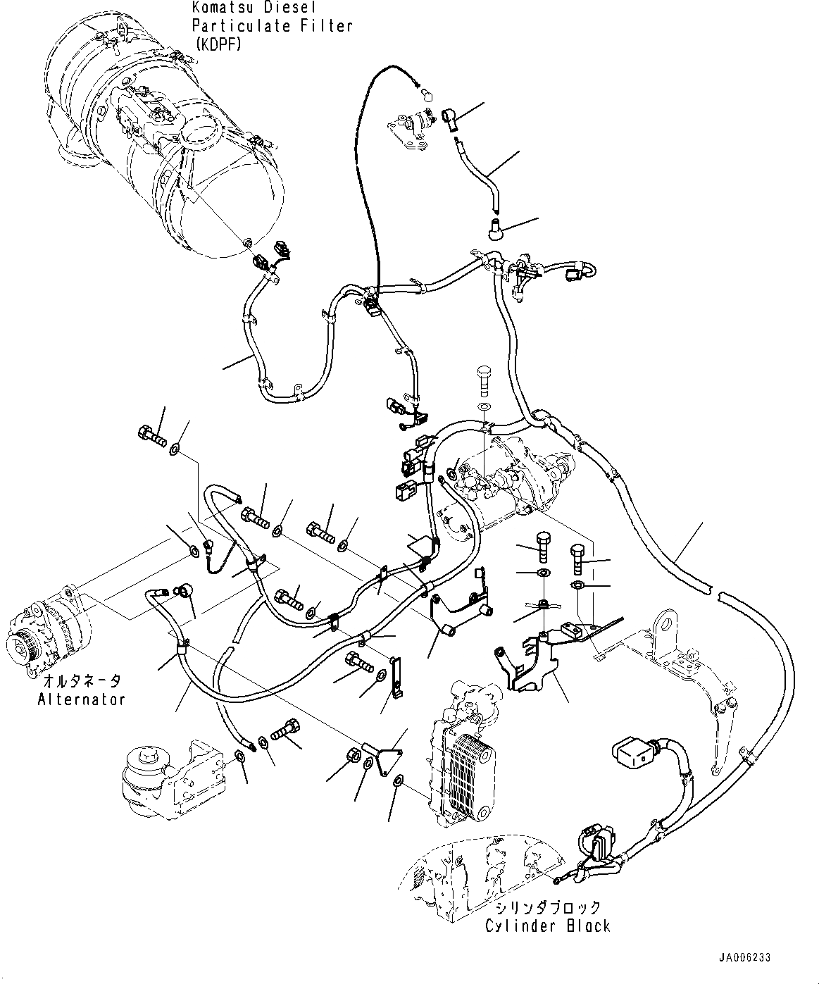 Схема запчастей Komatsu D65WX-17 - ДВИГАТЕЛЬ ПРОВОДКА, ПРОВОДКА (/) (№-) ДВИГАТЕЛЬ ПРОВОДКА