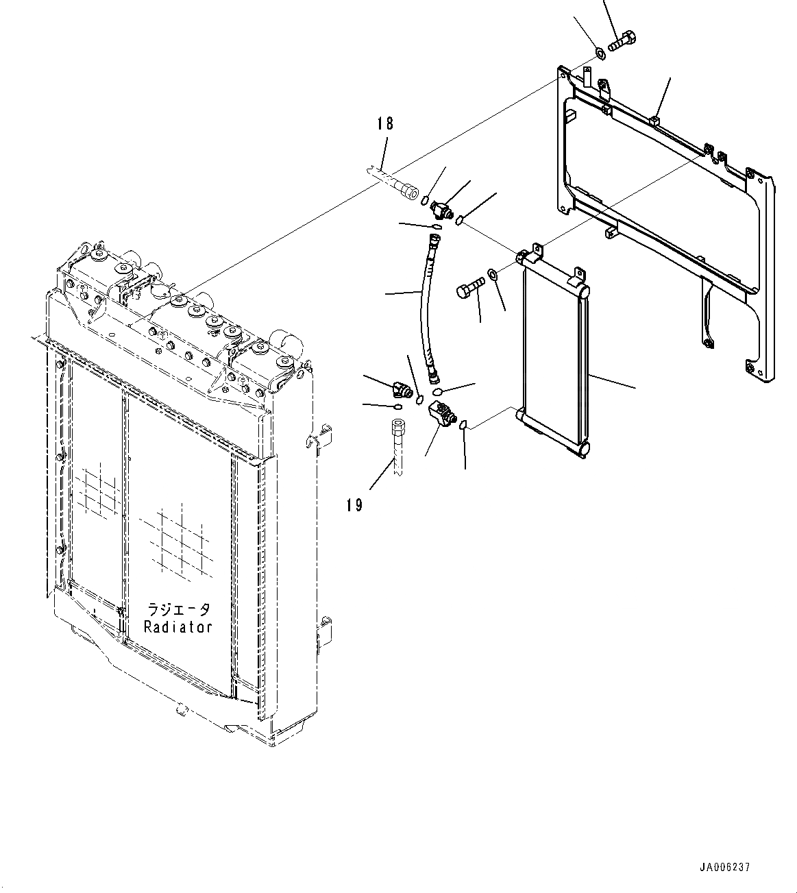 Схема запчастей Komatsu D65WX-17 - СИСТЕМА ОХЛАЖДЕНИЯ, РАМА (№-) СИСТЕМА ОХЛАЖДЕНИЯ