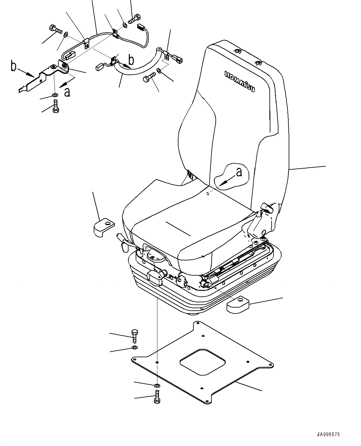 Схема запчастей Komatsu D65WX-17 - СИДЕНЬЕ ОПЕРАТОРА, КРЕПЛЕНИЕ (№-8) СИДЕНЬЕ ОПЕРАТОРА, МЕХАНИЧ. С ВОЗД. ПОДВЕСКОЙ, ТКАНЬ, TURN, НАКЛОН., HI-BACK ТИП, С ОБОГРЕВ-ЛЕМ