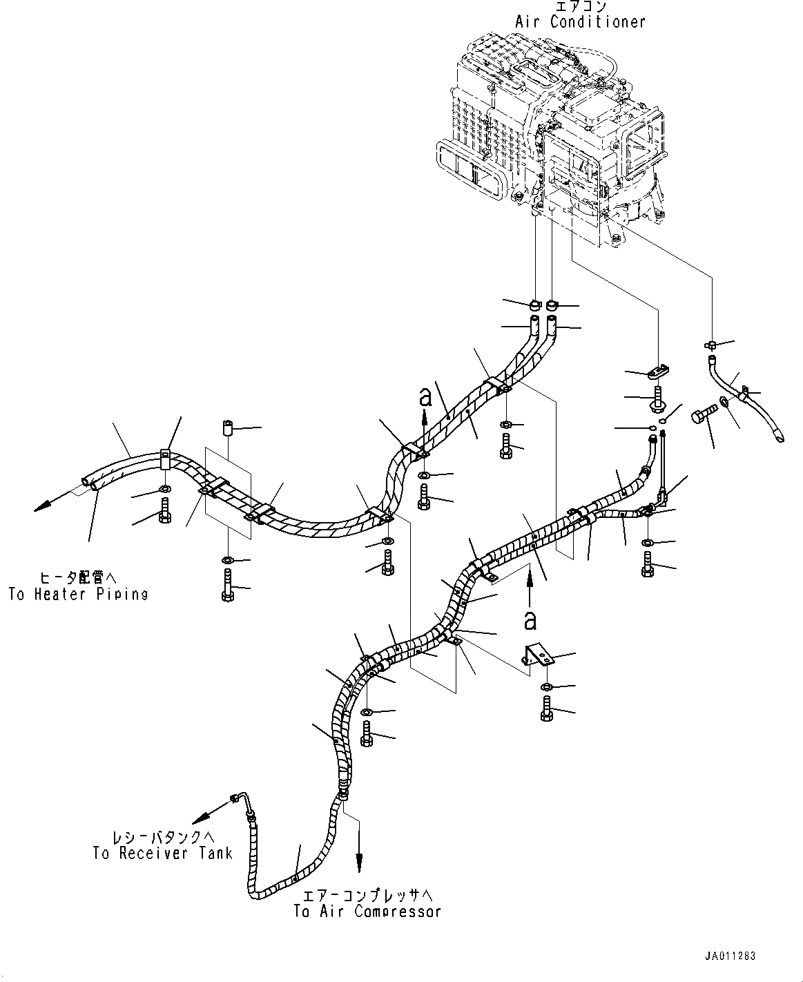 Схема запчастей Komatsu D65WX-17 - КАБИНА ROPS, ТРУБКИ КОНДИЦИОНЕРА (№-) КАБИНА ROPS, С AM-FM STEREO РАДИО С AUX ФИКСИР., СЕВ. АМЕРИКА