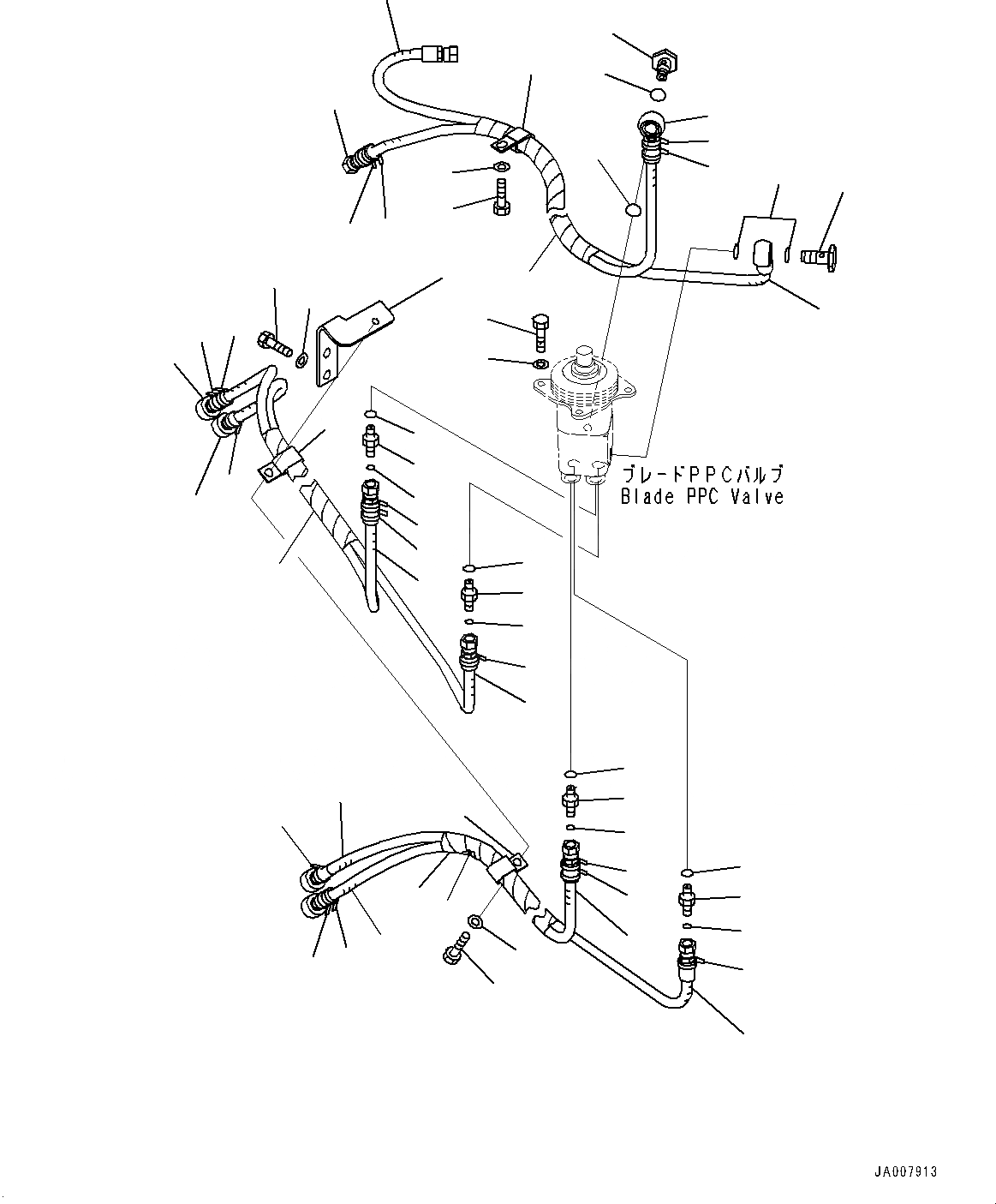 Схема запчастей Komatsu D65WX-17 - DOZER УПРАВЛ-Е, ТРУБЫ (№-) DOZER УПРАВЛ-Е, БЕЗ ЗАДН. -НАВЕСН. ОБОРУД