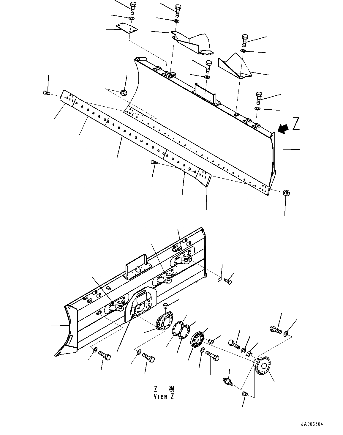 Схема запчастей Komatsu D65WX-17 - DOZER ОТВАЛ, (№-8) DOZER ОТВАЛ, ДЛЯ ПОВОРОТН. ОТВАЛА С ИЗМ. УГЛОМ DOZER, ВНУТР. РАМА, D MACHINE УПРАВЛ-Е ДВОЙН. МАЧТА