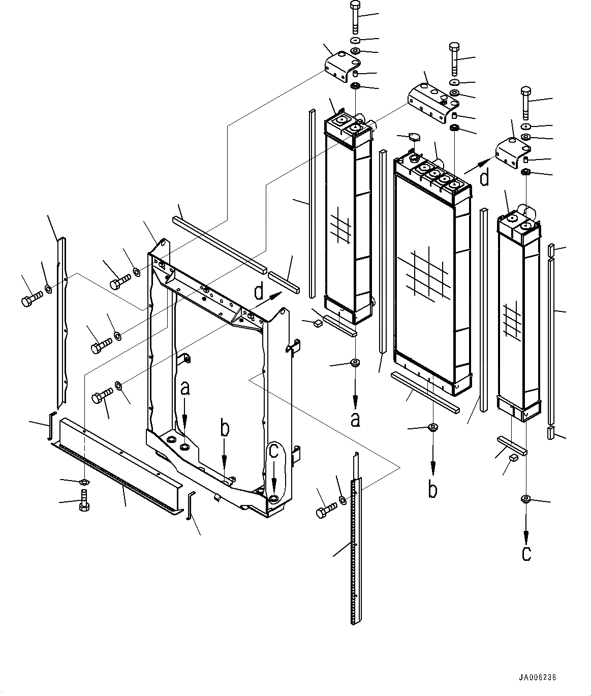 Схема запчастей Komatsu D65PX-17 - СИСТЕМА ОХЛАЖДЕНИЯ, РАДИАТОР СЕРДЦЕВИНА И ПОСЛЕОХЛАДИТЕЛЬ (№-) СИСТЕМА ОХЛАЖДЕНИЯ