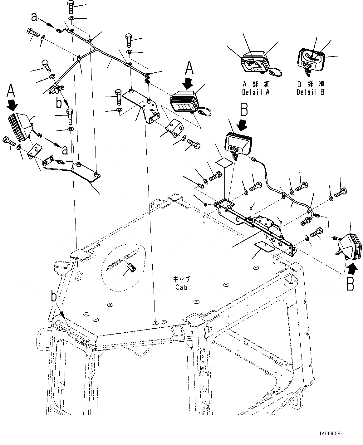 Схема запчастей Komatsu D65PX-17 - ДОПОЛН. ЛАМПА РАБОЧ. ОСВЕЩЕНИЯ (№-) ДОПОЛН. ЛАМПА РАБОЧ. ОСВЕЩЕНИЯ, ПЕРЕДН. И ЗАДН. ТИП, AMBER COLOR WARNING BEACON