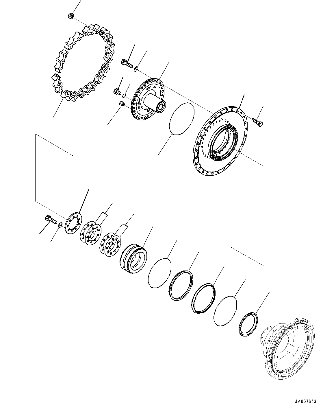 Схема запчастей Komatsu D65PX-17 - КОНЕЧНАЯ ПЕРЕДАЧА, ЗВЕЗДОЧКА ВТУЛКА, ПРАВ. (№-) КОНЕЧНАЯ ПЕРЕДАЧА, С SEGMENTED TEETH, ДЛЯ ПОВОРОТН. ОТВАЛА С ИЗМ. УГЛОМ DOZER, ВНУТР. РАМА, MM, ПОВОРОТН. ОТВАЛ С ИЗМ. УГЛОМ ОТВАЛ