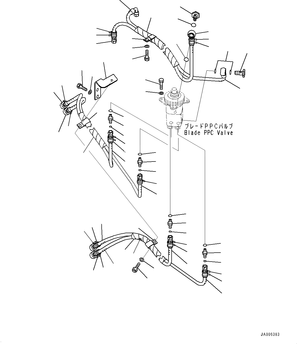 Схема запчастей Komatsu D65PX-17 - DOZER УПРАВЛ-Е, ШЛАНГИ (№-) DOZER УПРАВЛ-Е, С ПОВОРОТН. ОТВАЛ С ИЗМ. УГЛОМ DOZER, ВНУТР. РАМА