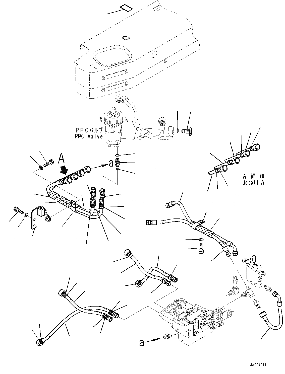 Схема запчастей Komatsu D65PX-17 - DOZER УПРАВЛ-Е, ШЛАНГИ (/) (№-) DOZER УПРАВЛ-Е, С PROVISION ДЛЯ ПОВОРОТН. ОТВАЛА С ИЗМ. УГЛОМ НАКЛОНЯЕМ. ОТВАЛ, ЗАДН. -НАВЕСН. ОБОРУД, ДЛЯ D MACHINE УПРАВЛ-Е ЗАГЛУШКА И PLAY