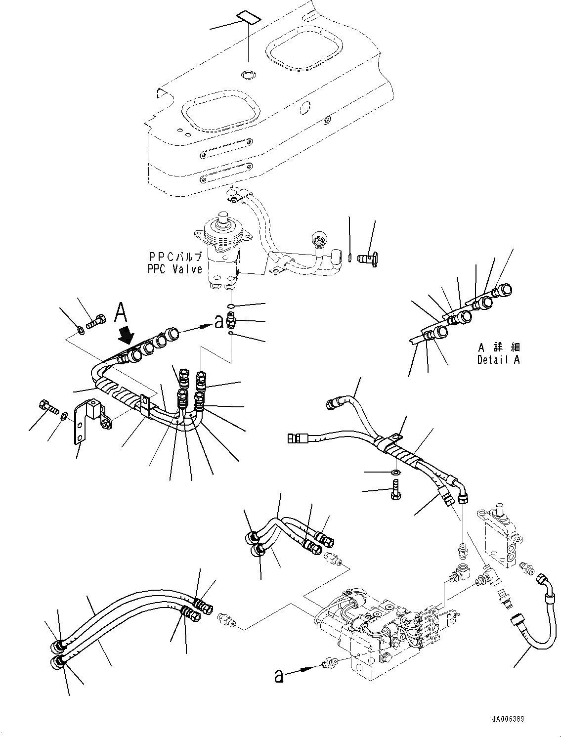 Схема запчастей Komatsu D65PX-17 - DOZER УПРАВЛ-Е, ШЛАНГИ (/) (№-) DOZER УПРАВЛ-Е, С ПОВОРОТН. ОТВАЛ С ИЗМ. УГЛОМ DOZER, ВНУТР. РАМА, ЗАДН. -НАВЕСН. ОБОРУД, ДЛЯ D MACHINE УПРАВЛ-Е ЗАГЛУШКА И PLAY