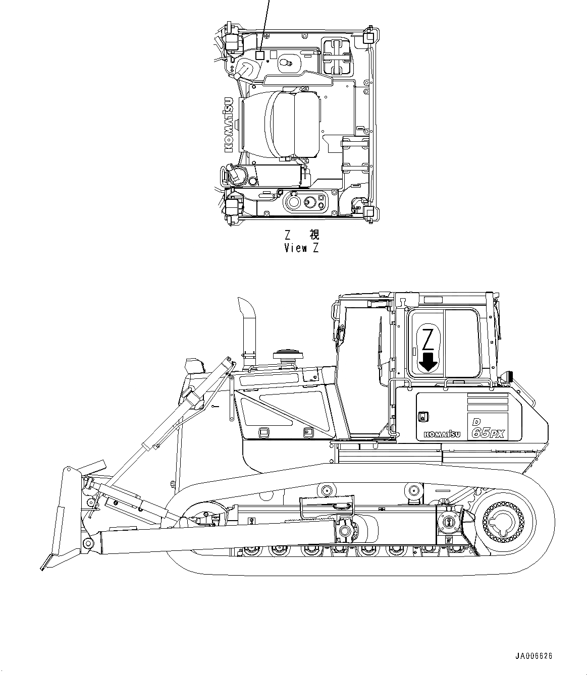 Схема запчастей Komatsu D65PX-17 - ОТВАЛ УПРАВЛ-Е ПЛАСТИНА (№-) ОТВАЛ УПРАВЛ-Е ПЛАСТИНА, ПРЯМ. ОТВАЛ С ПЕРЕКОСОМ